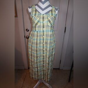 Vintage 90s Original TY Wear Plaid Maxi summer slip dress SIZE 4 P